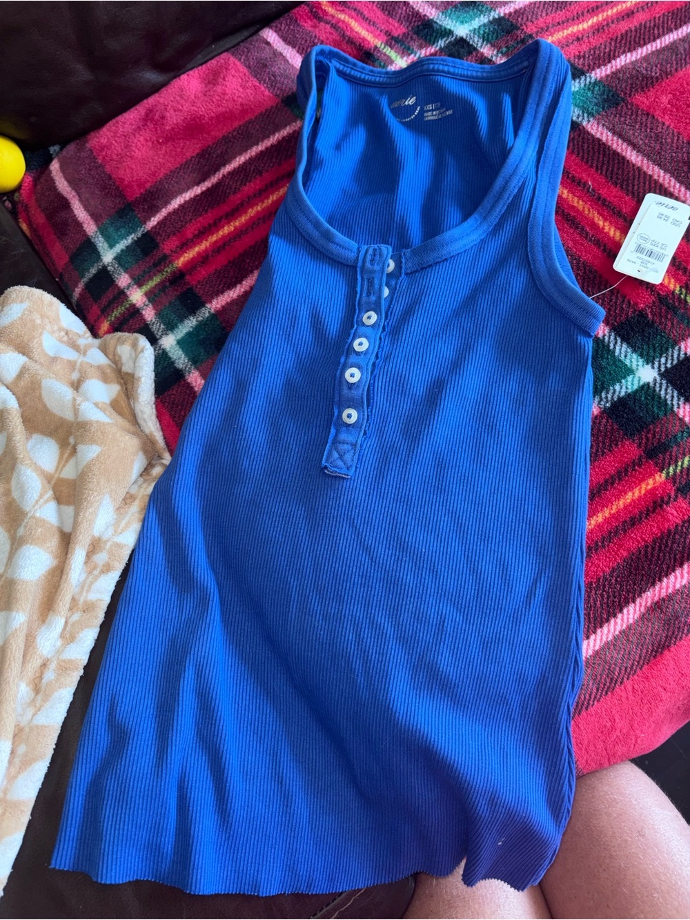 New Aerie  Blue Ribbed  Tank Top - size XXS
